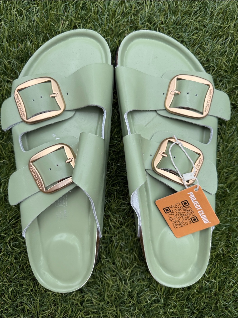 PROJECT CLOUD Women's Santorini Mint Green Double-Buckle Sandals